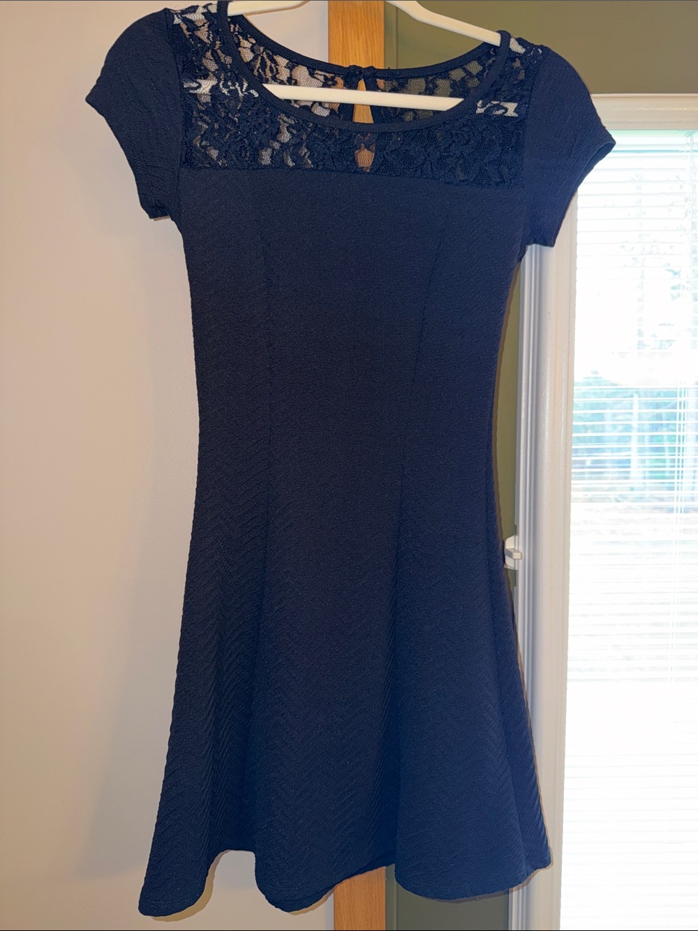 Black Lace Yoke Mini Dress